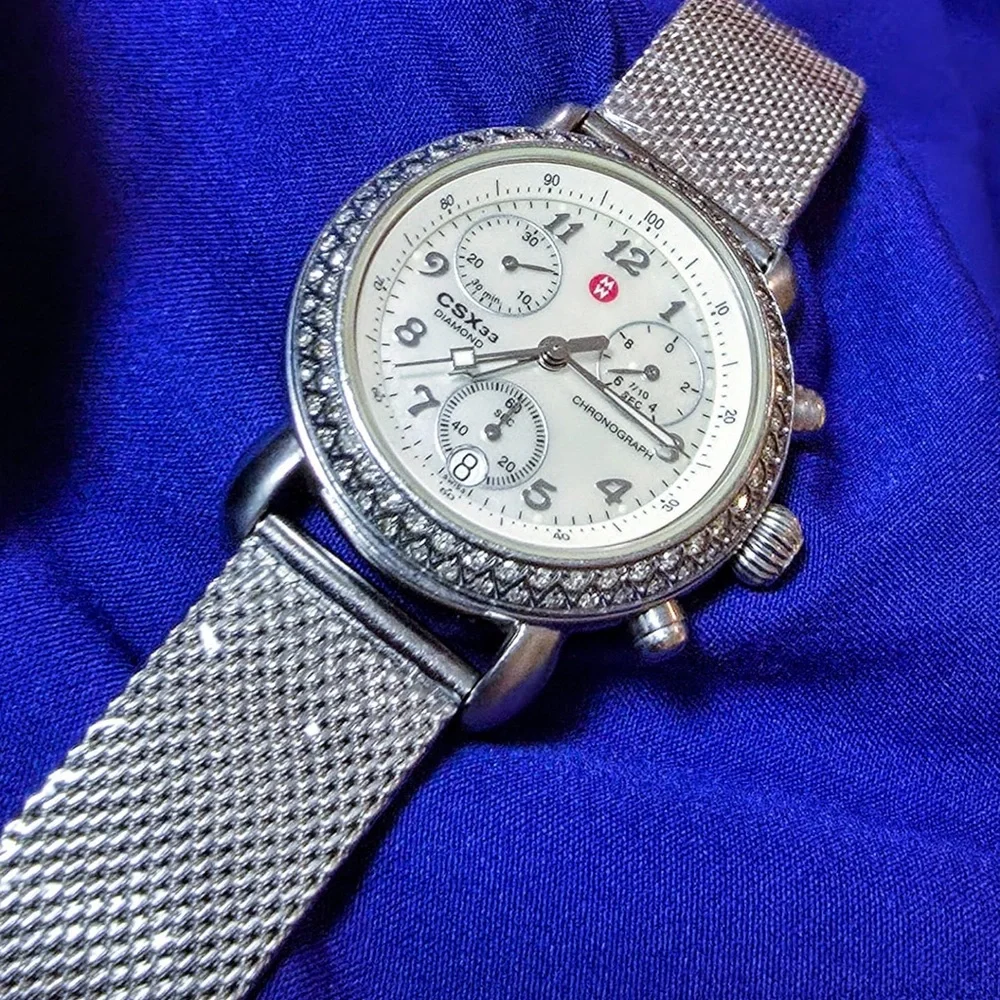 Michelle Lilou Diamond Paved 33Mm Swiss Chrono Swiss Made Women's Watch - Picture 4 of 8